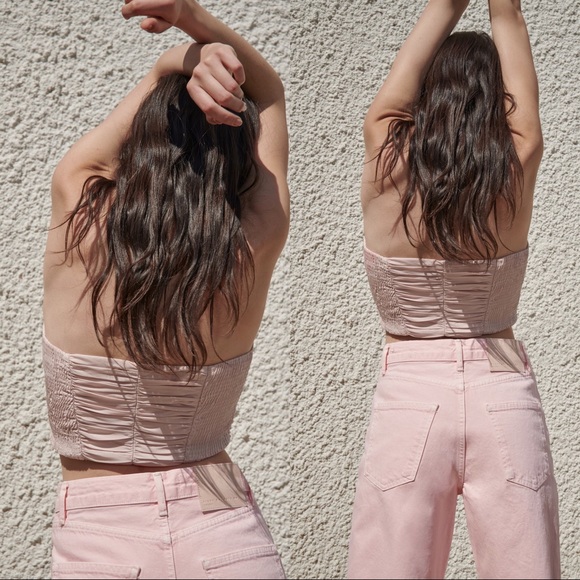 Zara Limited Edition Draped Tie Top Bloggers Favorite NWT Pale Pink XS - Picture 11 of 15